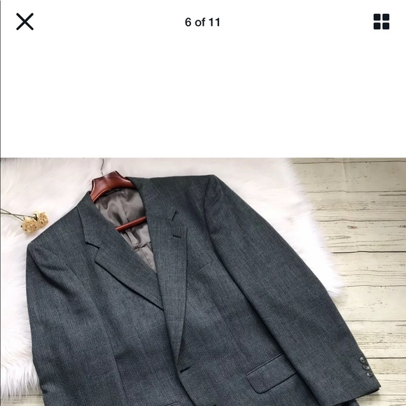 Vintage Burberry Blazer Sport Coat Blue Grey Sz 44 - Picture 6 of 11